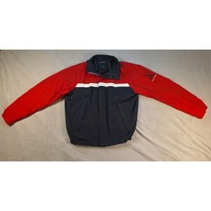 Nautica Jacket Mens Large Color Block Blue Red White Long Sleeve  Windbreaker